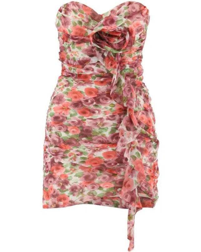 Kynlee Floral-Print Ruffled Silk Mini Dress - Hot fashionista