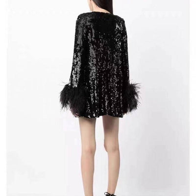 Melia Feather-trim Sequin Mini Dress - Hot fashionista