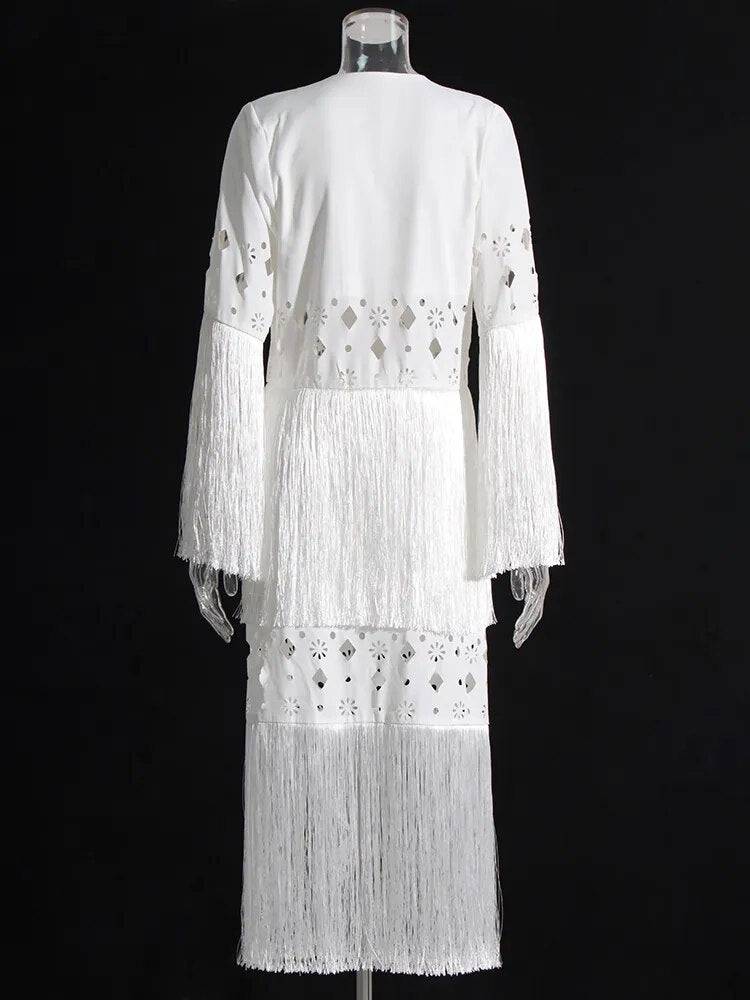 Mila White Fringe Tops & Skirt Set - Hot fashionista