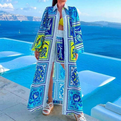 Misha Allover Print Puff Sleeve Kaftan Style Cover - Hot fashionista