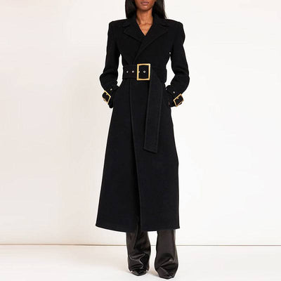 Nadie Long Coat with Gold Belt - Hot fashionista