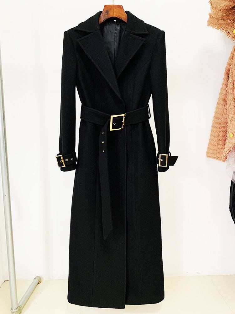 Nadie Long Coat with Gold Belt - Hot fashionista