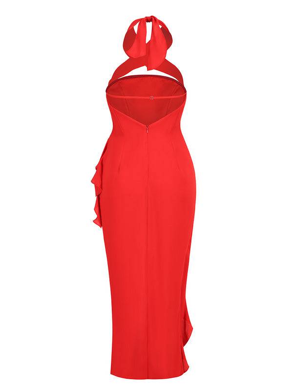Nicolette Strapless Ruffle Slit Midi Dress - Hot fashionista