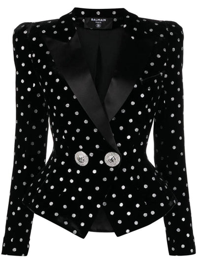 Reagan Crystal-Embellished With Silver Stone Buttons Blazer - Hot fashionista