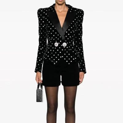 Reagan Crystal-Embellished With Silver Stone Buttons Blazer - Hot fashionista