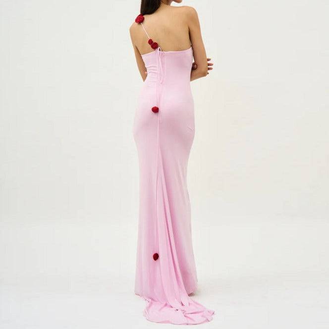 Rebecka Floral-appliqué Asymmetrical Maxi Dress - Hot fashionista