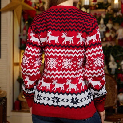 Destiny Elk Snowflake Pattern Sweater - Hot fashionista