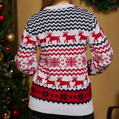 Destiny Elk Snowflake Pattern Sweater - Hot fashionista
