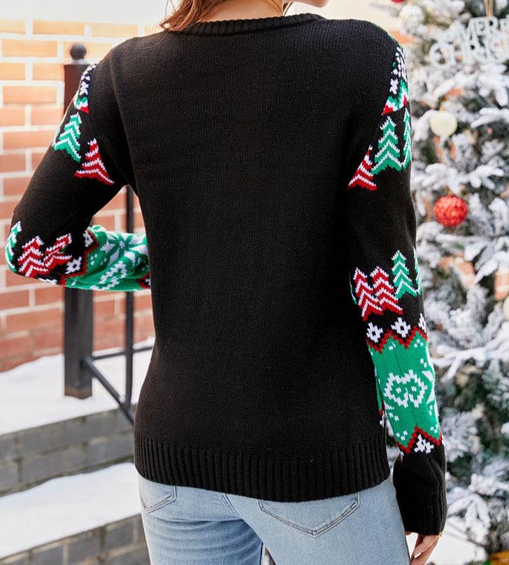 Rosalie Christmas Geometric TREX Pattern Sweater - Hot fashionista