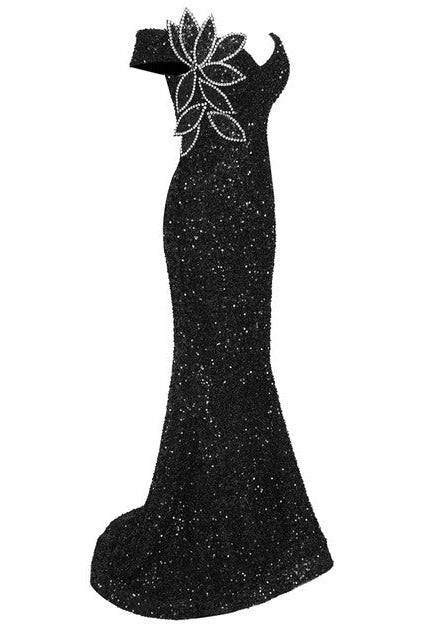 Sacilia Off Shoulder Mermaid Maxi Sequin Dress - Hot fashionista