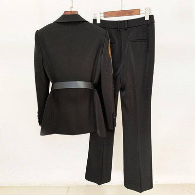Skyla Long Sequin Blazer With Flare Pants - Hot fashionista
