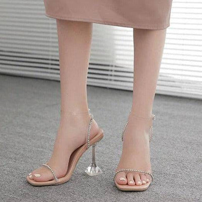 Amy Open Toe Transparent Ankle Strap Clear High Heel Sandal - Hot fashionista