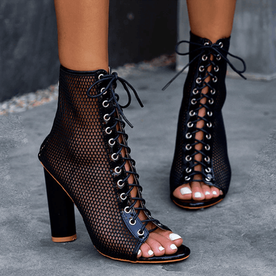 Lizzie Hollow Out Lace-up High Heels Sandal - Hot fashionista