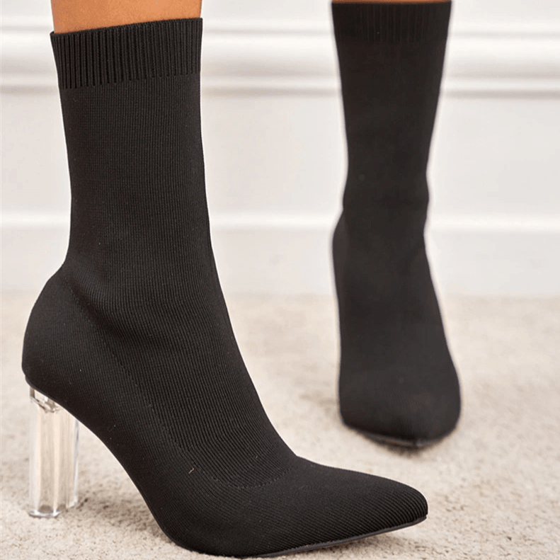 Rowan Knitted Stretchy Solid Stiletto Boots - Hot fashionista