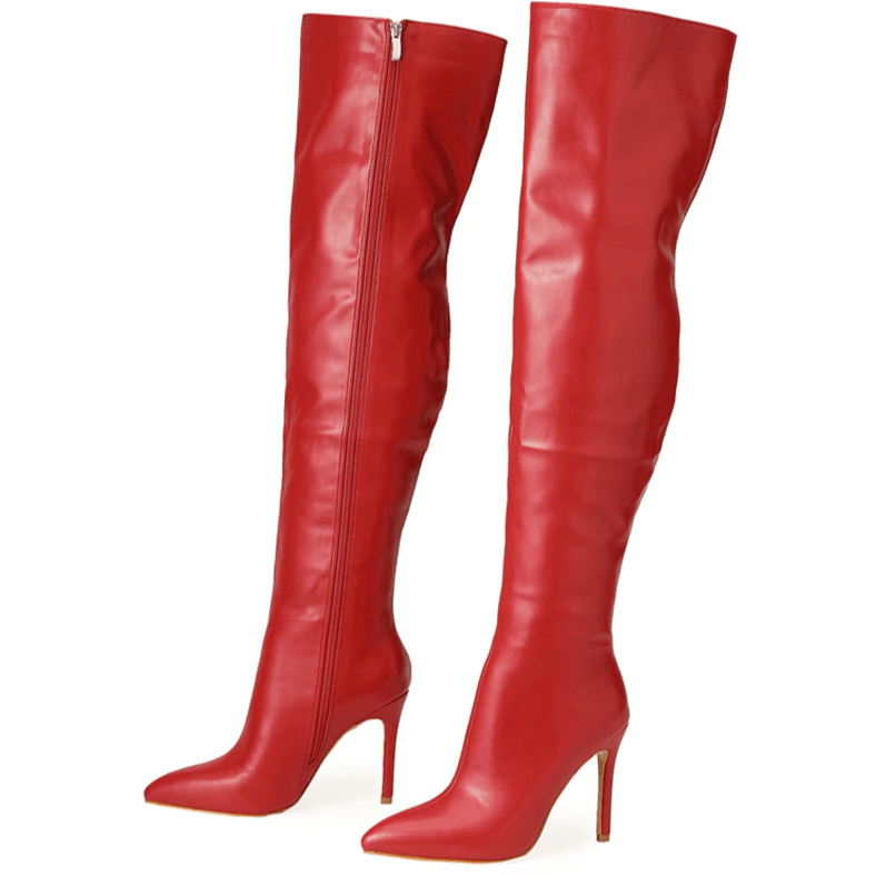 Anne Solid Zip Up Leather Stiletto Boots - Hot fashionista