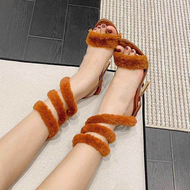 Parker Open Toe Fluffy Fur High Heel Sandal - Hot fashionista