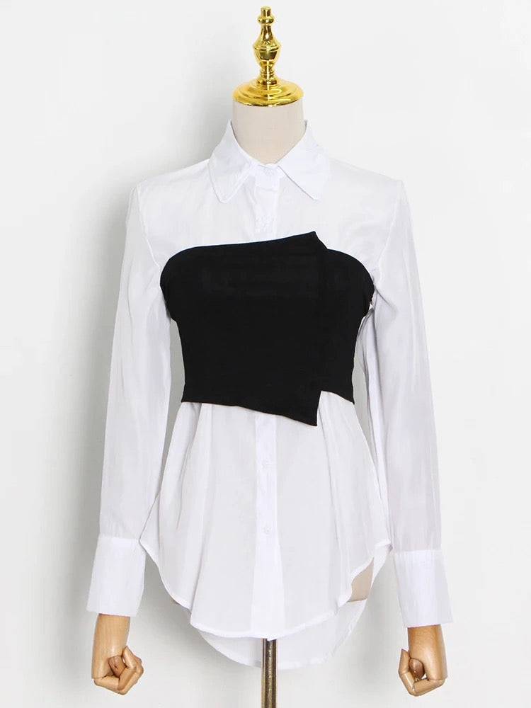 Lucy Long Sleeve Turn Down Collar Breasted Top - Hot fashionista