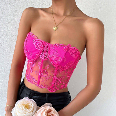Lorraine Embroidered Floral Lace Corset Top - Hot fashionista