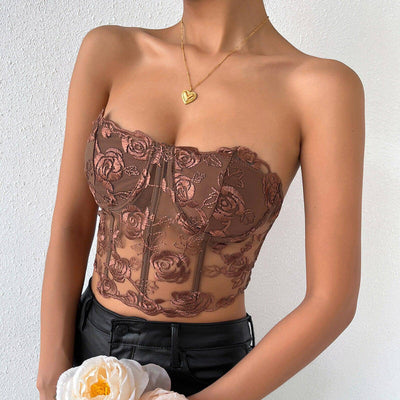 Lorraine Embroidered Floral Lace Corset Top - Hot fashionista
