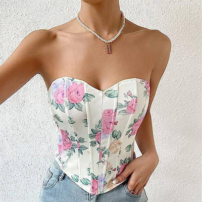 Abby Floral Corset Tube Top - Hot fashionista