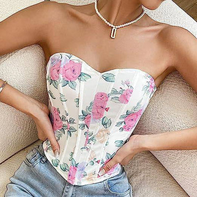 Abby Floral Corset Tube Top - Hot fashionista