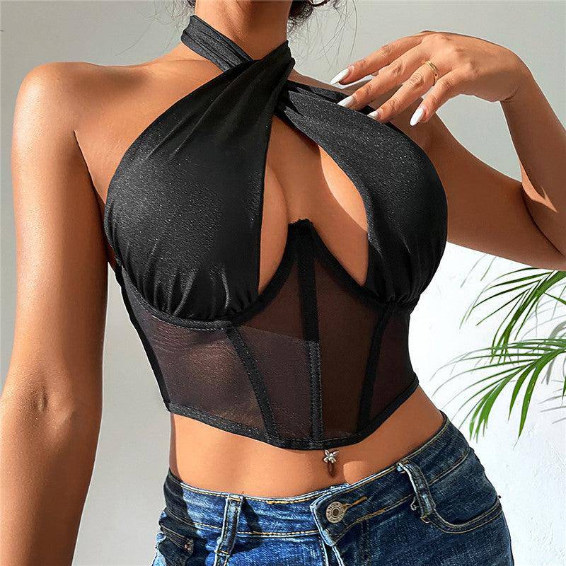 Carlin Halter Neck Lace Up Crop Tops - Hot fashionista