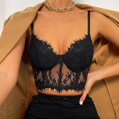 Dolly Spaghetti Strap Floral Lace Crop Top - Hot fashionista