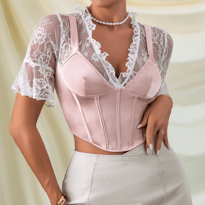 Lexie Floral Puff Sleeve Bustier Crop Top - Hot fashionista