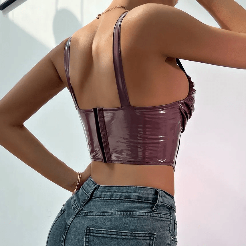 Tammy Faux Leather Crop Bustier Top - Hot fashionista