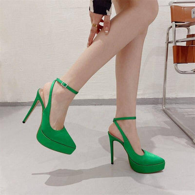 Pearl Pointed Toe Platform Pumps Buckle Strap Shoes - Hot fashionista