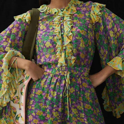Eunice Long Sleeve Floral Short Set - Hot fashionista