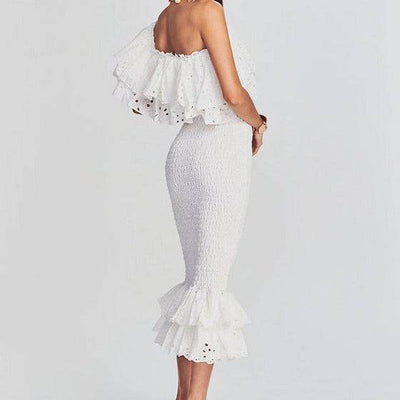 Kristine Eyelet Embellished Tiered Ruffle Skirt Set - Hot fashionista