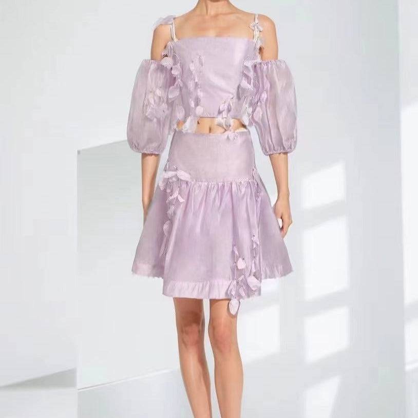 Gwen Spaghetti Strap Floral Embellished Skirt Set - Hot fashionista
