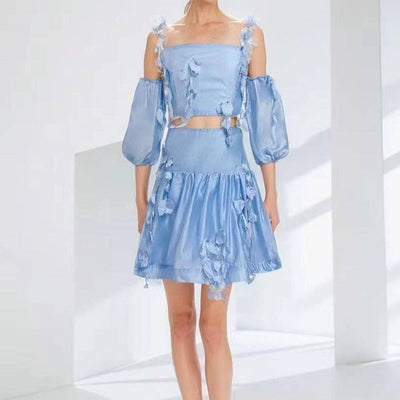 Gwen Spaghetti Strap Floral Embellished Skirt Set - Hot fashionista