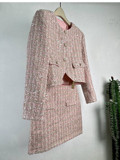 Rosalie Button Down Tweed Jacket & Mini Skirt - Hot fashionista
