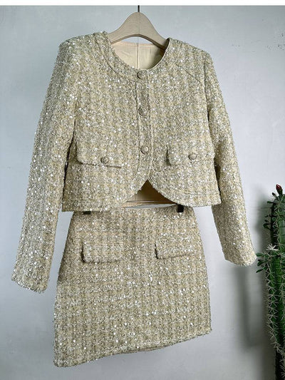 Rosalie Button Down Tweed Jacket & Mini Skirt - Hot fashionista