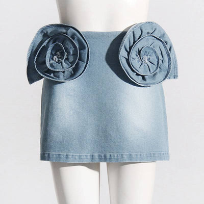 Carolina 3D Floral Denim Skirt - Hot fashionista