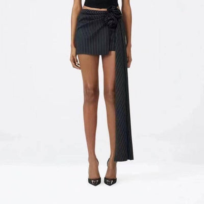Tianna High Waist Spliced Floral  Striped Skirts - Hot fashionista