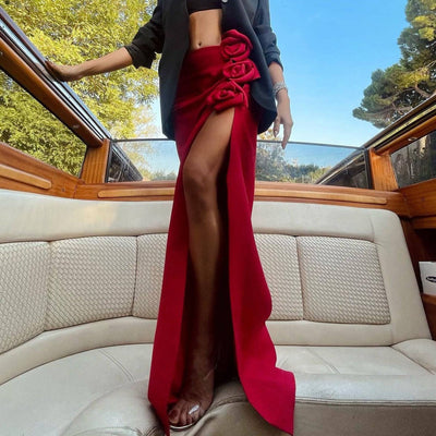 Maya Floral Applique Midi Skirt - Hot fashionista