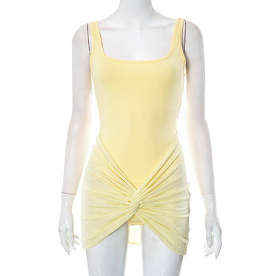 Danica Sleeveless Square Neck Swimsuit with Cover - Hot fashionista