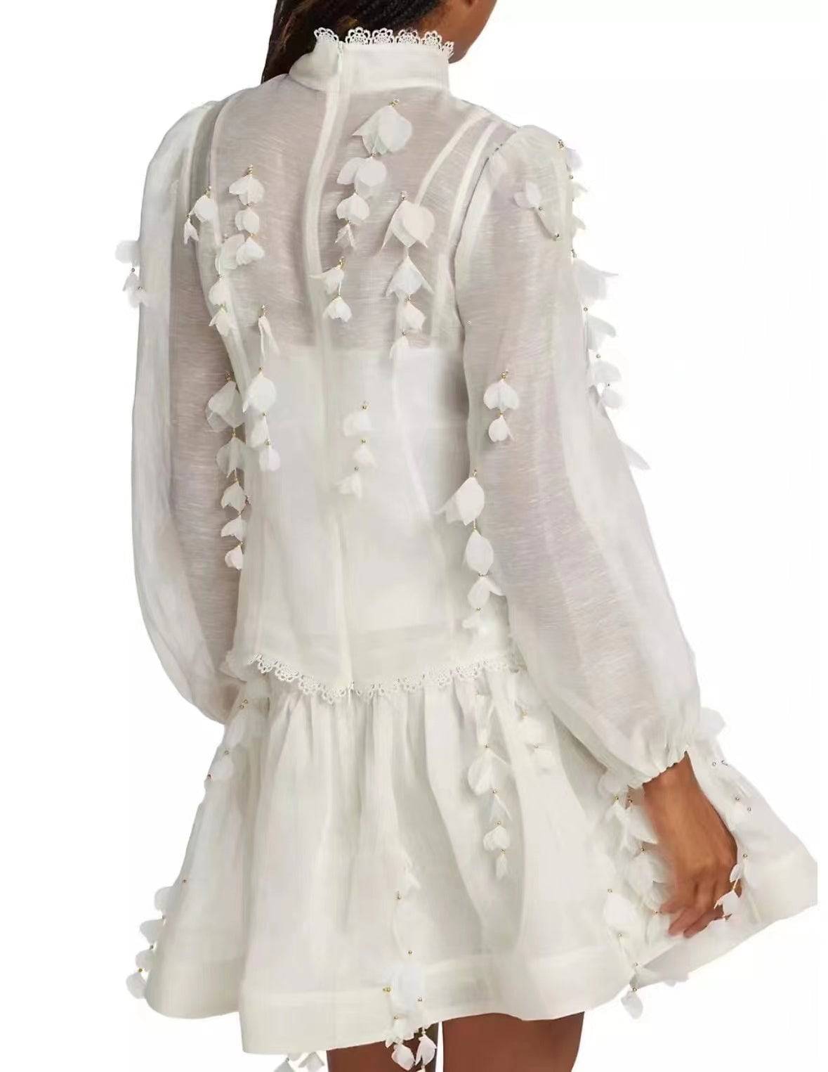 Shanese Petal Linen-Silk Blouse Mini Dress - Hot fashionista