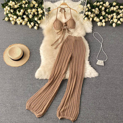 Nelia Knitted Solid Pants Set - Hot fashionista
