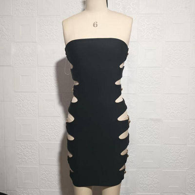 Isabelle Hollow Out Hoop Linked Strapless Dress - Hot fashionista