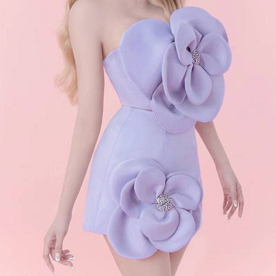 Lindsey Elegant Purple Floral Two-Piece Skirt Set - Hot fashionista