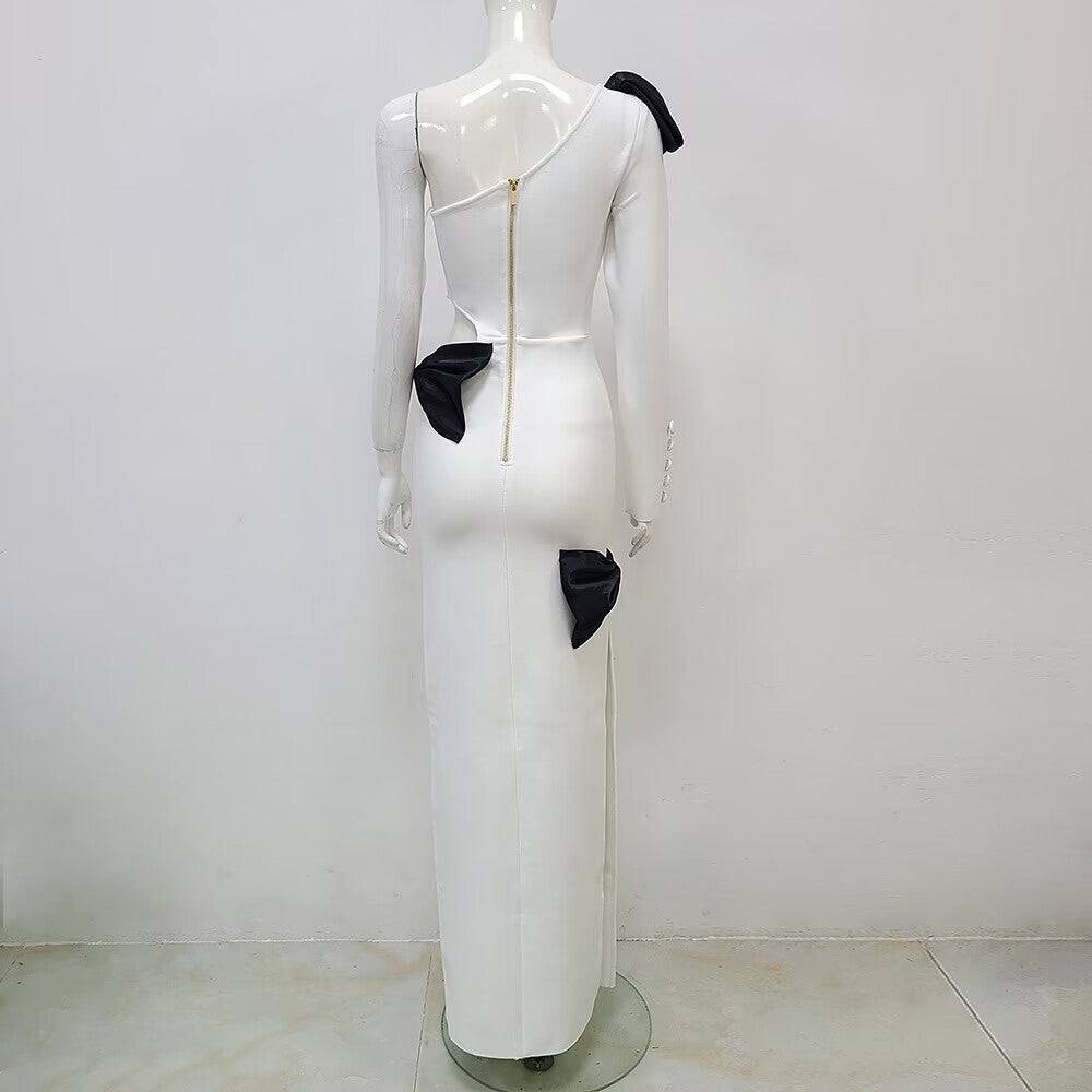 Monroe One-sided Shoulder Bow Bodycon Dress - Hot fashionista