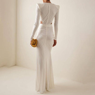 Megan Plain Thigh Slit Ruched Maxi Dress - Hot fashionista