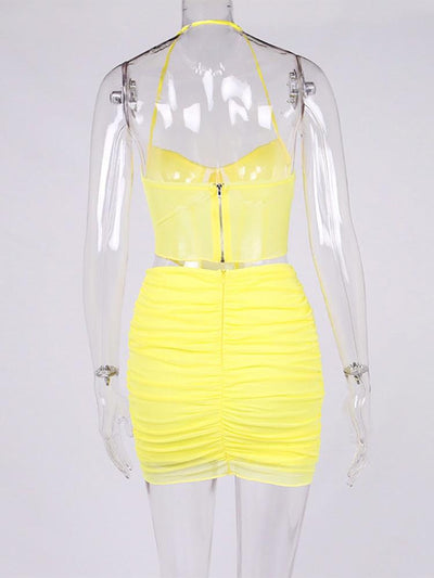 Paisley Solid Cami Top & Mini Skirt Set