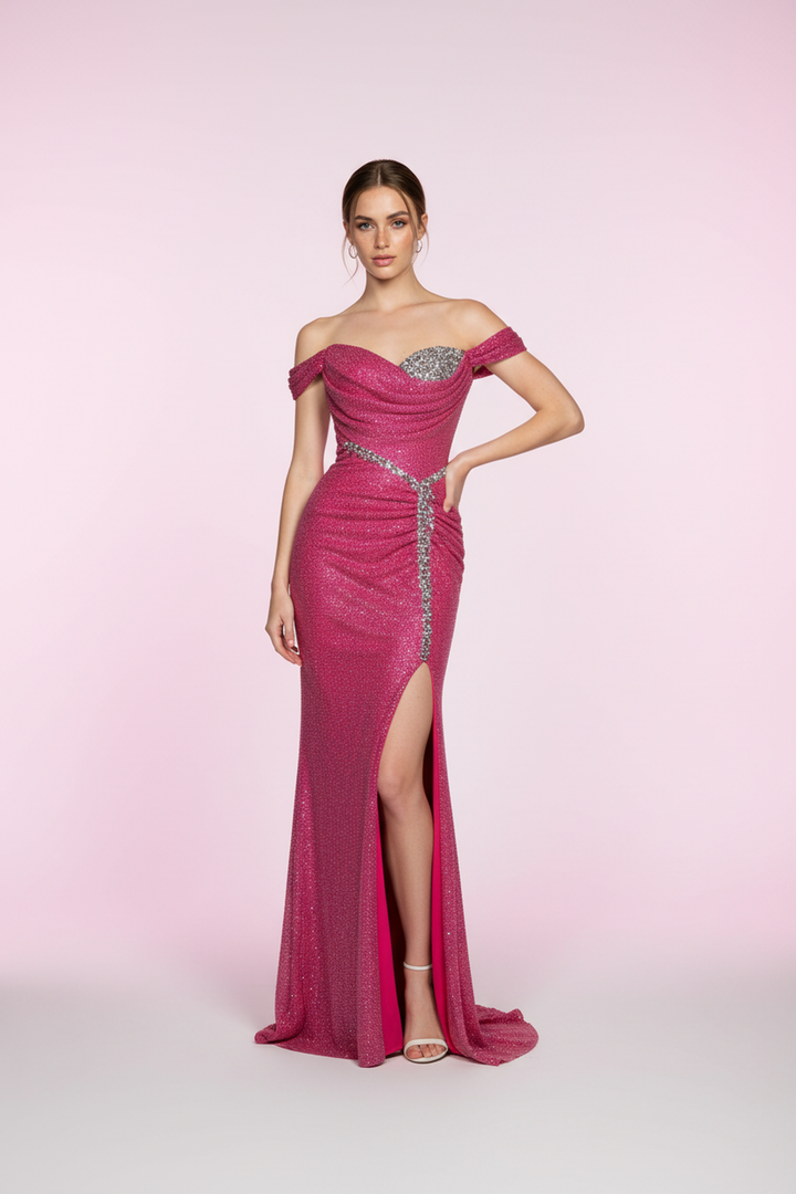 Vivienne Off-Shoulder Sweetheart Sequin Evening Dress - Hot fashionista