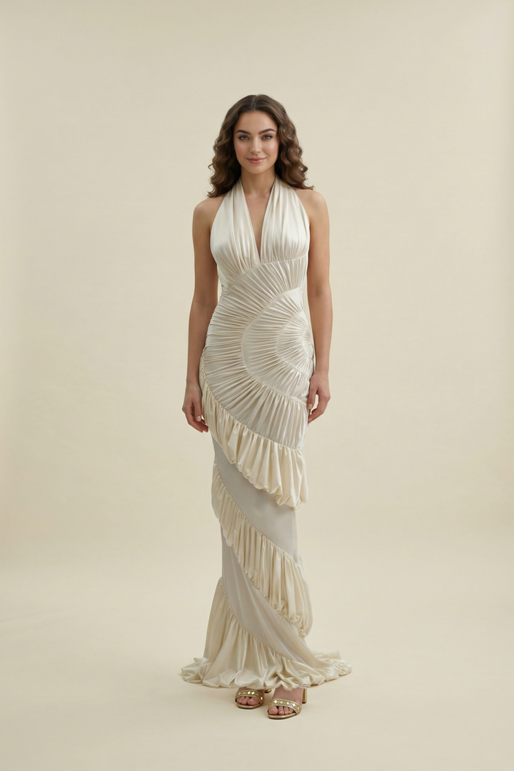 Diana Halter Backless Tulle Maxi Dress - Hot fashionista