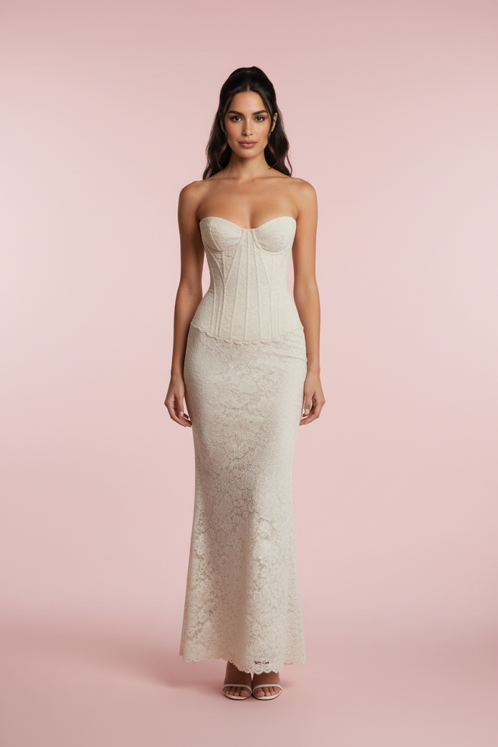 Delilah Ivory Lace Corset Dress - Hot fashionista